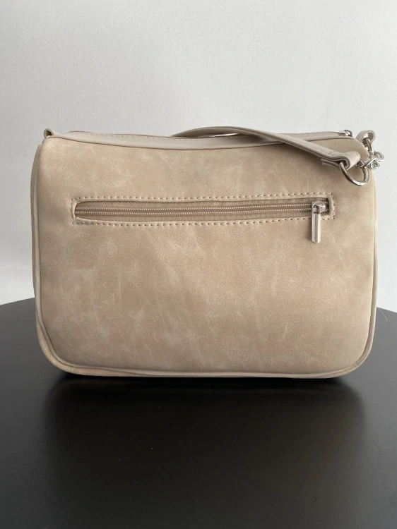 👜 Exkluzívna krémovo-béžová crossbody kabelka Grosso s mramorovým efektom 28x21x12 cm