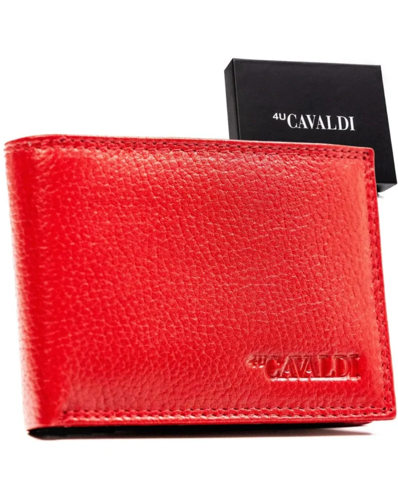 👛 Malá dámska červená kožená peňaženka Cavaldi 11x8x2 cm