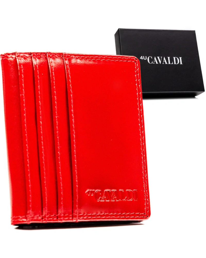 👛 Luxusné červené kožené puzdro a peňaženka na karty 4U Cavaldi Red 10,5x9x1,5 cm