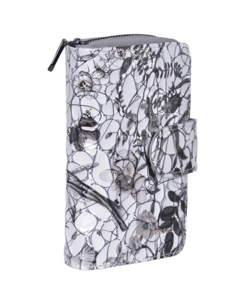 👛 Luxusná sivá dámska kožená peňaženka Grosso s lakovaným povrchom 13x9x3,5 cm
