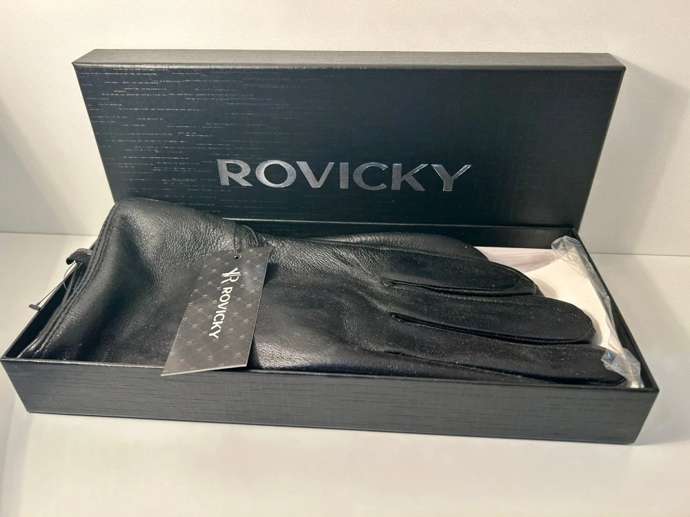 Čierne pánske kožené rukavice Rovicky z pravej kože XL