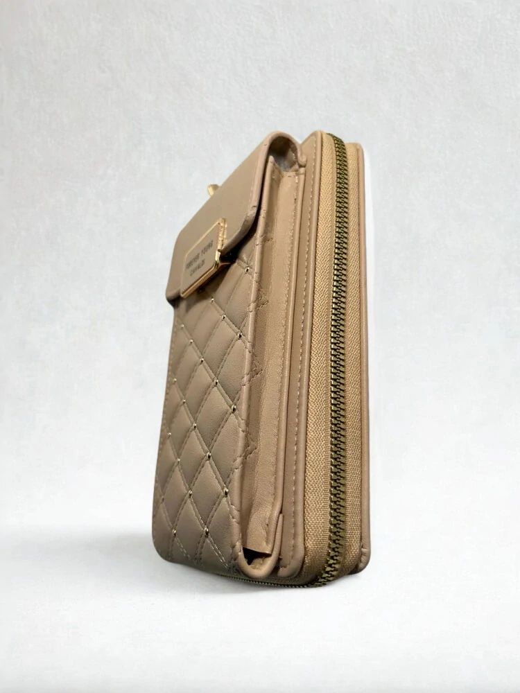 Bežová elegantná crossbody kabelka/peňaženka Cavaldi s remienkom 20x11x4.5