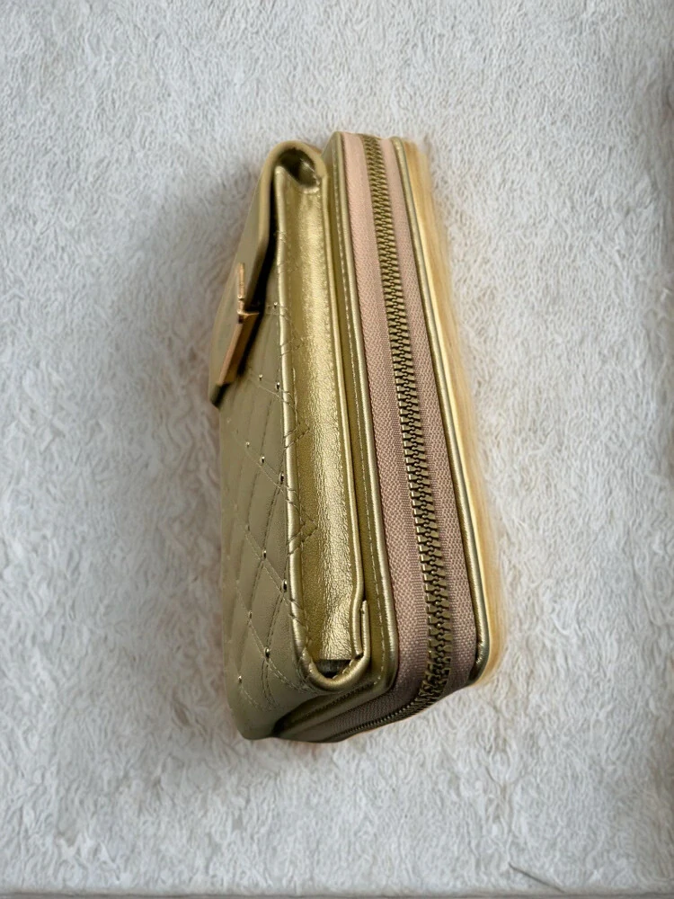 Zlatá elegantná crossbody kabelka/peňaženka Cavaldi s remienkom 20x11x4.5