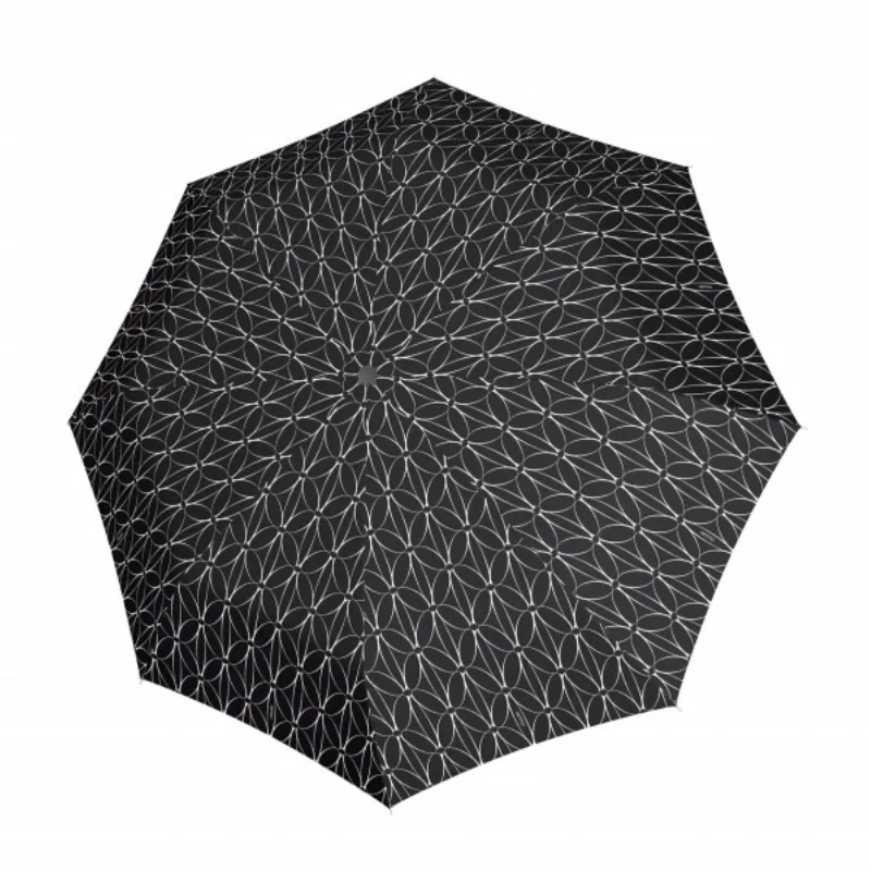 Fiber Magic Black&White Rings - dámsky plne automatický dáždnik Doppler čierny 28cm