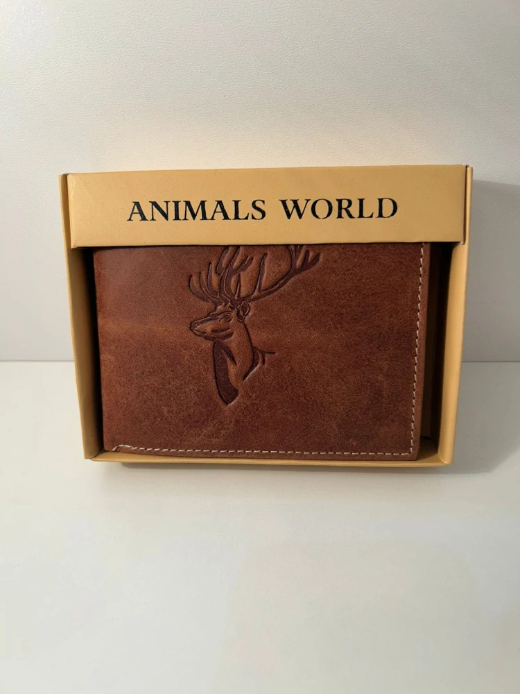 Pánska kožená svetlohnedá peňaženka s jeleňom Deer cognac 12.5x10x3