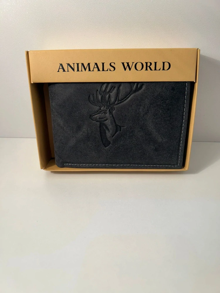 Pánska kožená tmavošedá/čierna peňaženka s jeleňom Deer black 12.5x10x3