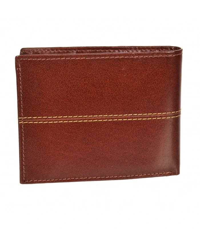 Pánska koňaková kožená peňaženka s prešívaním GROSSO cognac 13x10x3