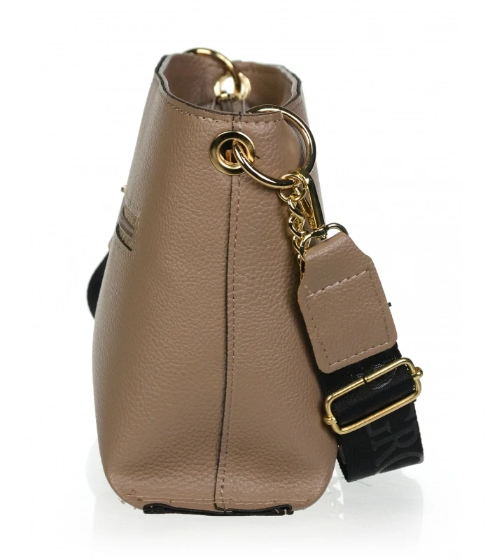 Hnedá elegantná crossbody kabelka so zlatou retiazkou a remienkom Grosso 25x20x9