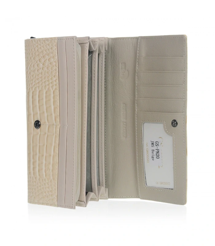 Dámska béžová lakovaná peňaženka GROSSO Beige 20x10x3