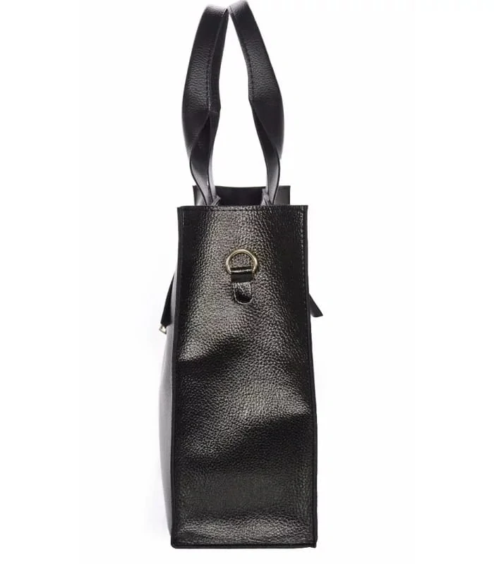 Väčšia čierna elegantná crossbody kabelka s rúčkami a kapsičkou Grosso 36x30x13