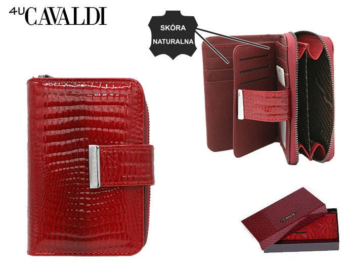 Dámska červená lakovaná elegantná peňaženka so vzorom Cavaldi 13x9x3