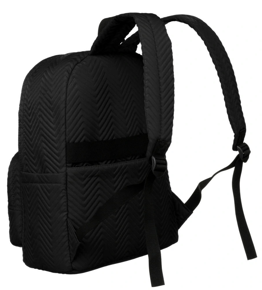 Čierny vzorovaný batoh Peterson s pásom na kufor a kapsou na zips 41x30x17