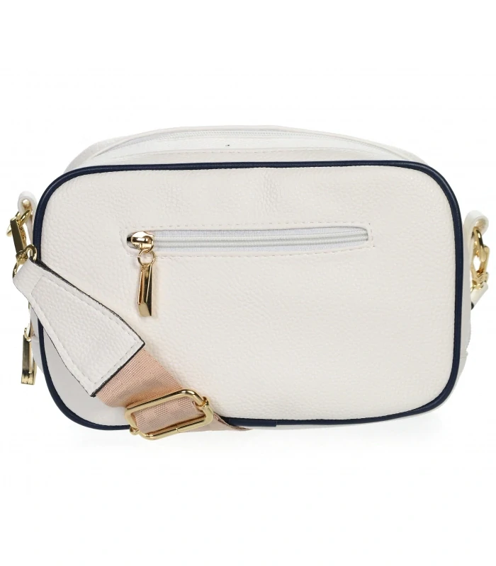 Biela crossbody kabelka s prešívaním, čiernym lemom a remienkom Grosso 20x16x11