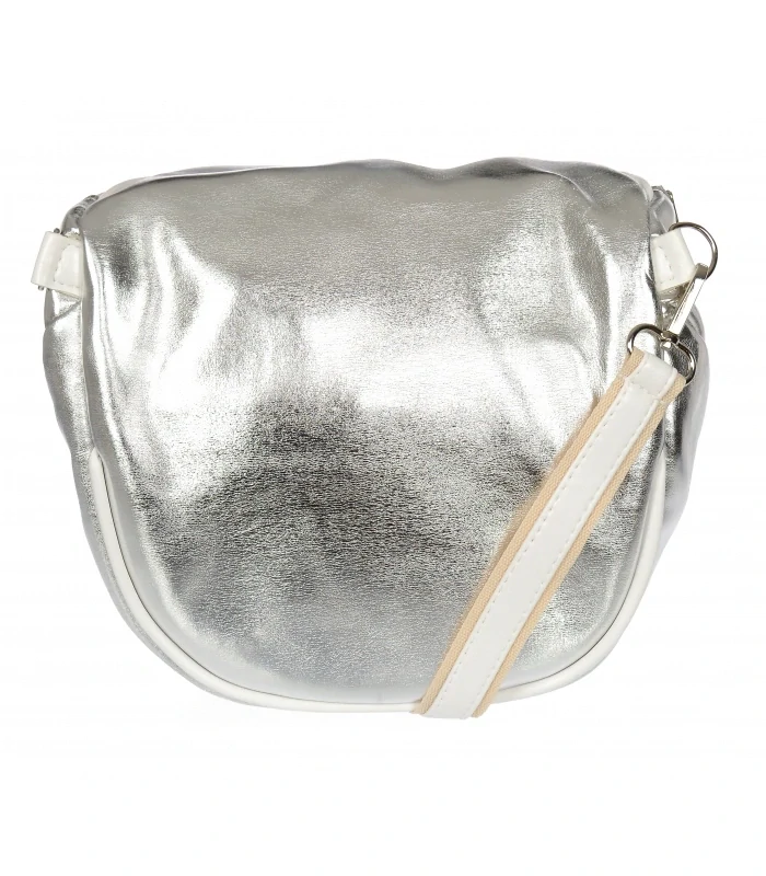 Strieborná crossbody kabelka s bielym lemom Grosso 23x19x12
