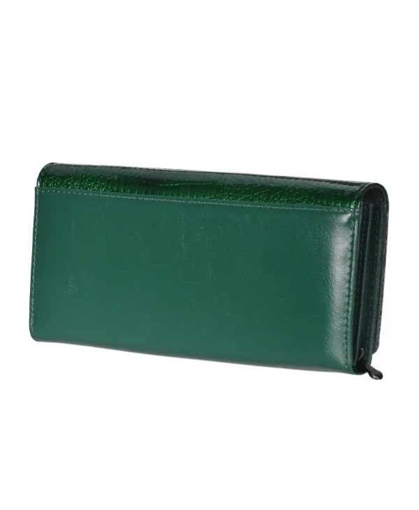 Elegantná dámska zelená kožená lakovaná peňaženka v kroko motíve Grosso 20x10x3