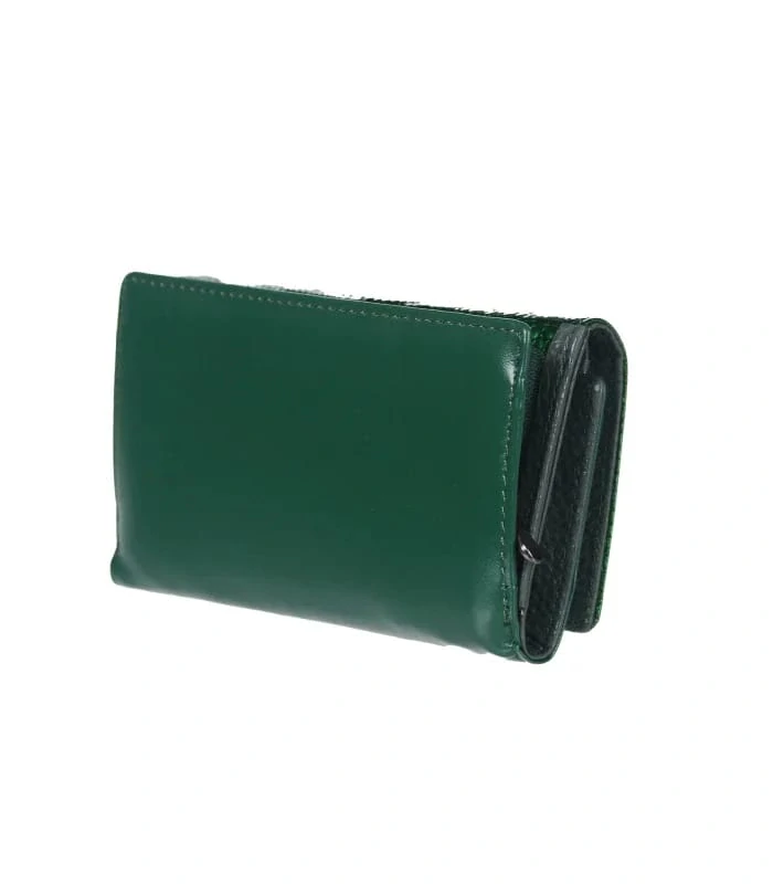 Kožená zelená lakovaná dámska elegantná peňaženka v kroko motíve GROSSO 14x9x3
