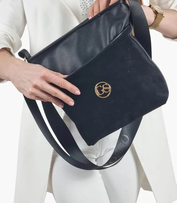Čierna crossbody kabelka s kapsičkou na zips Grosso 26x24x12