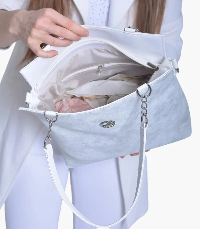 Strieborná elegantná crossbody kabelka Grosso 34x33x12