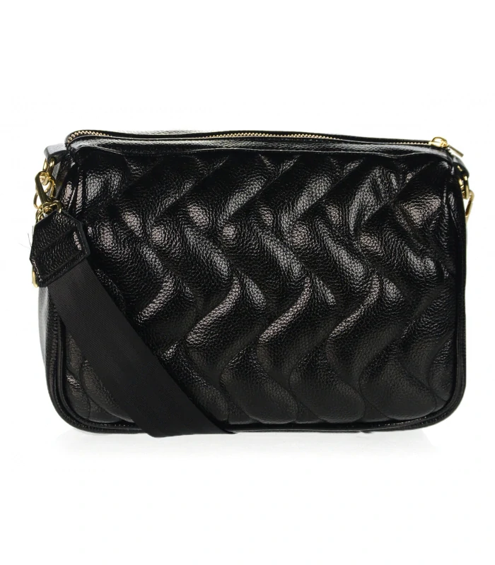 Čierna elegantná crossbody kabelka so zlatým zipsom GROSSO 28x20x10