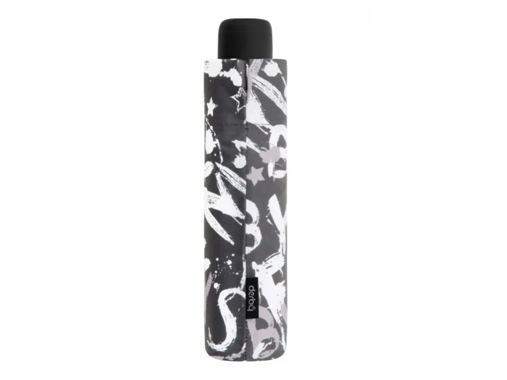 Hit Mini Graffiti Čierno-biely skladací dáždnik Derby 24cm