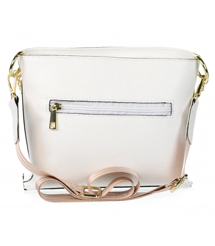 Biela elegantná crossbody kabelka so zlatou retiazkou a remienkom Grosso 25x20x9