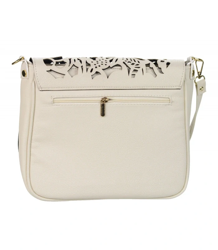 Pudrovo-ružová crossbody kabelka s vylaserovanými vzormi GROSSO 30x25x10