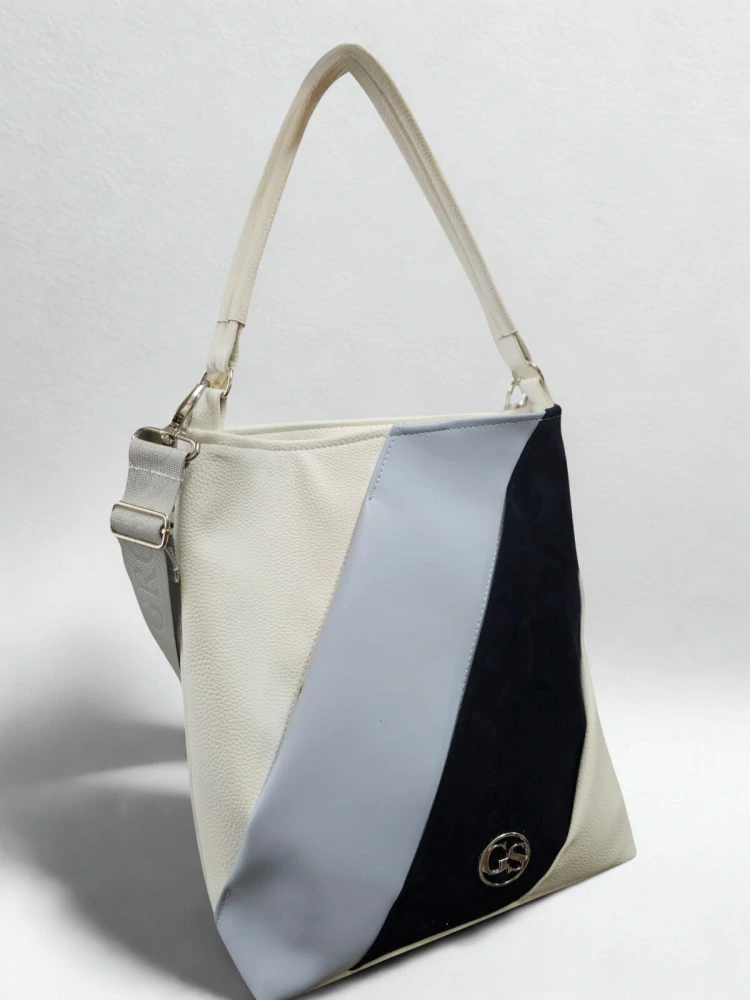 Prešívaná moderná modro-biela crossbody kabelka na plece Grosso 34x30x14