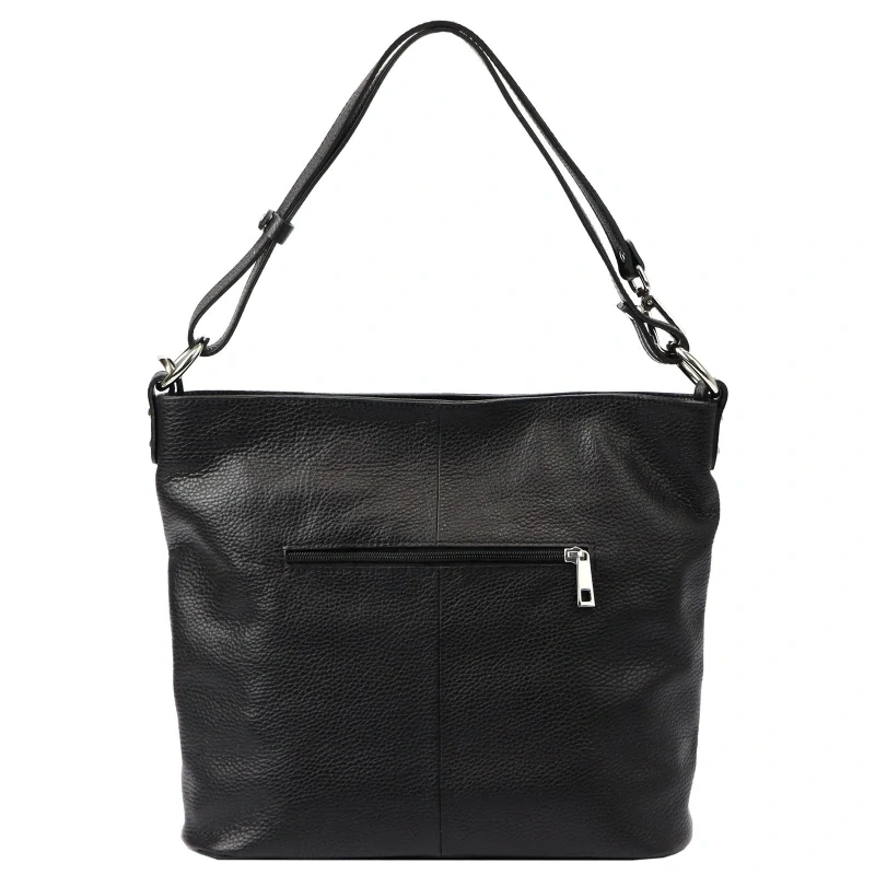 Veľká čierna jednoduchá elegantná kožená crossbody kabelka s logom MiaMore 35x30x13
