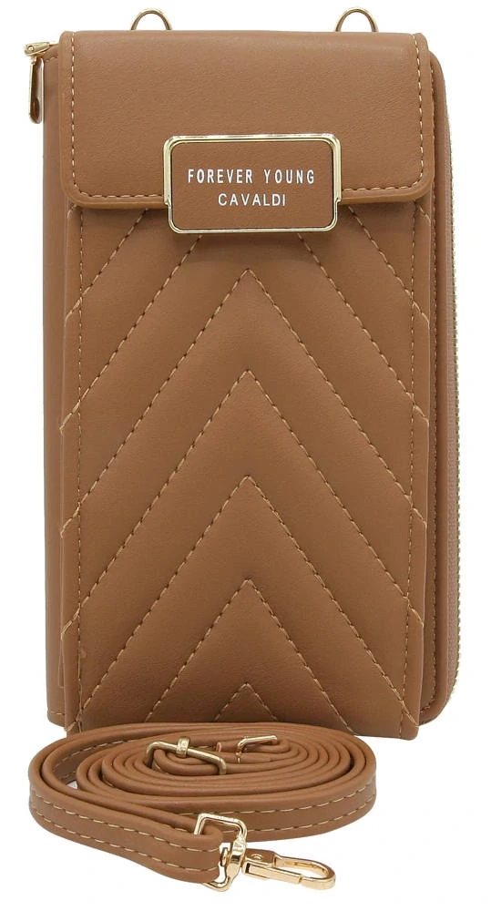 Bežová elegantná crossbody kabelka/peňaženka Cavaldi s remienkom 20x11x4.5