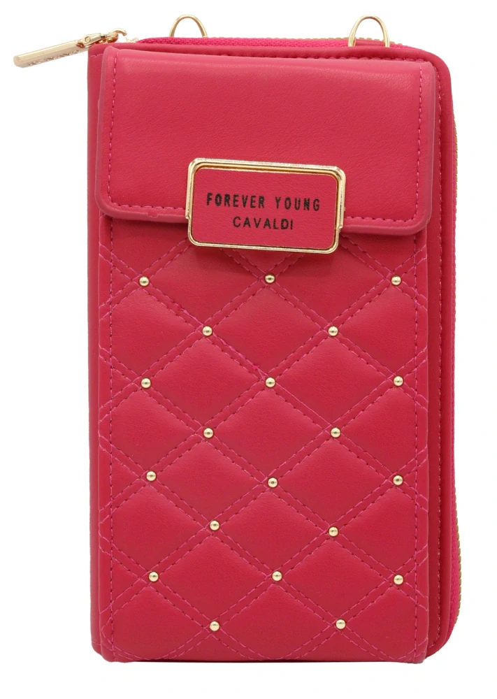 Magenta elegantná crossbody kabelka/peňaženka Cavaldi s remienkom 20x11x4.5