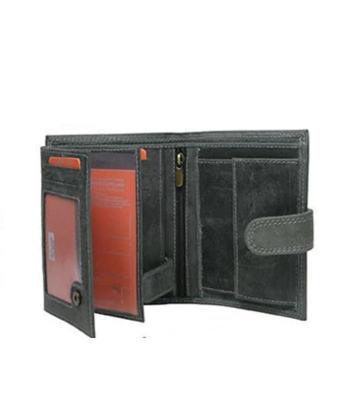 Pánska kožená šedá peňaženka s ochranou osobných údajov na výšku Grosso 13x10x2.5