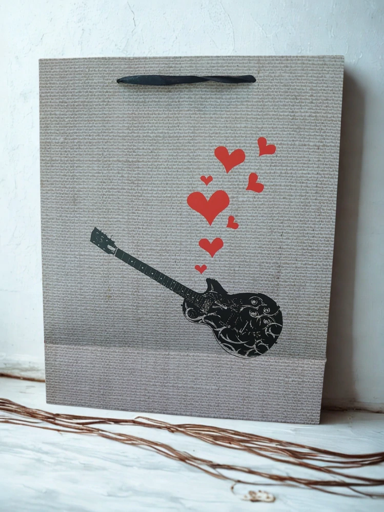 Darčeková taška srdiečková s gitarou 32x26x12