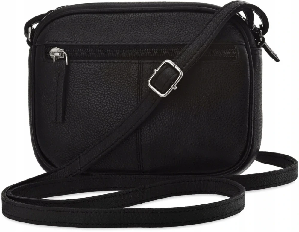 Malá čierna kožená crossbody messenger kabelka z prírodnej kože Peterson 18x14x5