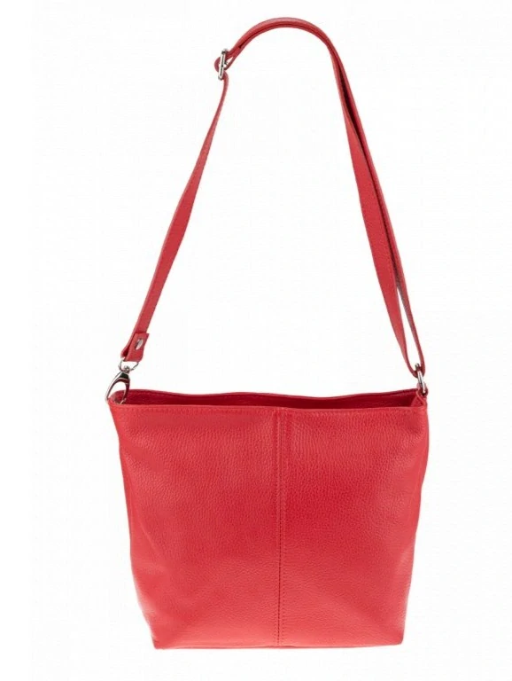 2 v 1 Červená jednoduchá elegantná kožená crossbody kabelka Grosso 30x20x14