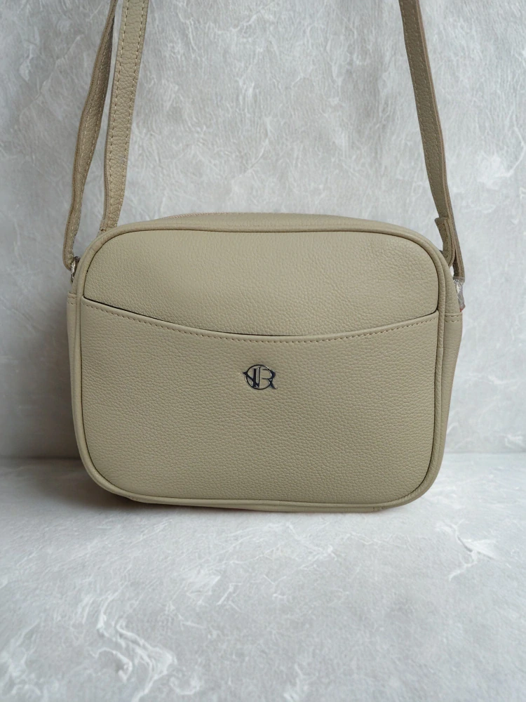 Béžová kožená crossbody messenger kabelka z prírodnej kože Rovicky 22x16x6