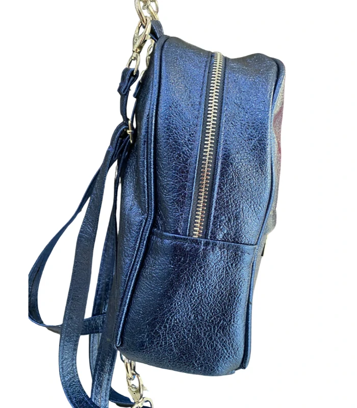 🎒 Malý modrý metalický dámsky mestský batoh Grosso 25x19x9 cm