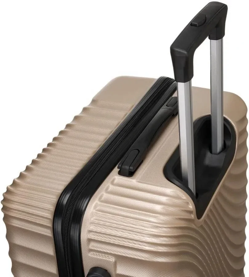🧳 Malý zlatý cestovný kufor Peterson s vlnkovým vzorom z polykarbonátu / ABS – veľkosť S 55×35×23 cm