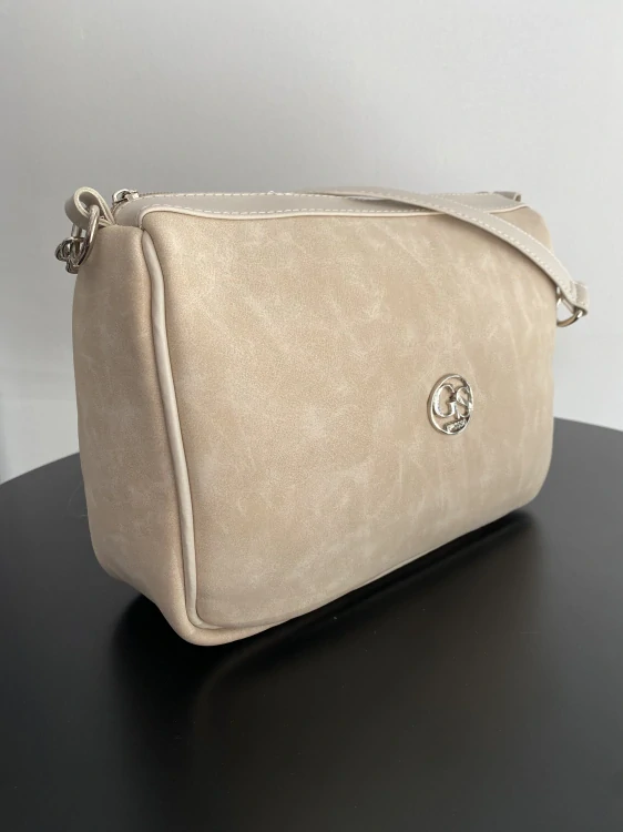 👜 Exkluzívna krémovo-béžová crossbody kabelka Grosso s mramorovým efektom 28x21x12 cm