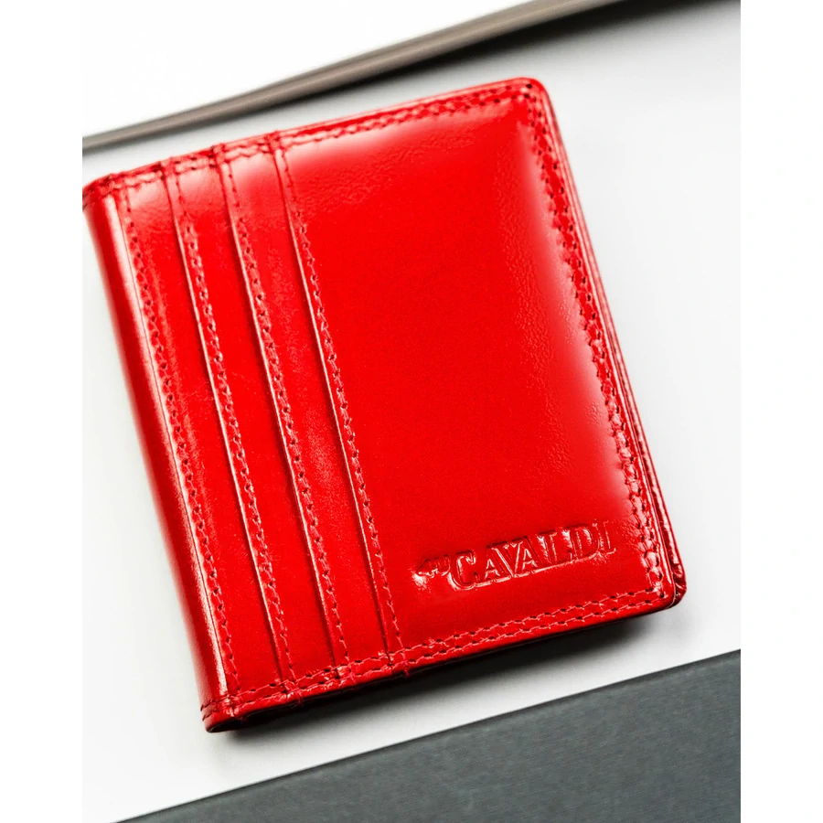 👛 Luxusné červené kožené puzdro a peňaženka na karty 4U Cavaldi Red 10,5x9x1,5 cm