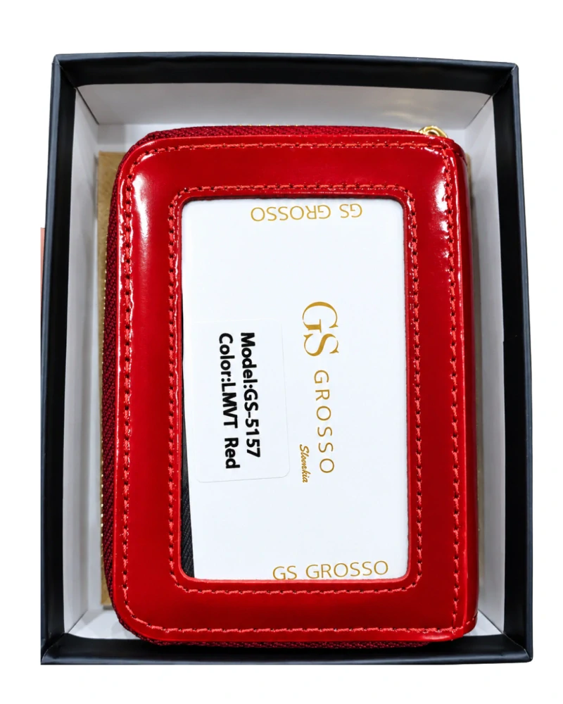 👛 Malá dámska červená hladká kožená peňaženka Grosso 10x7x3 cm