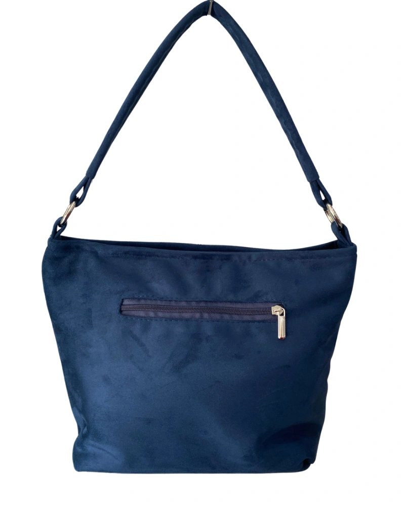 👜 Stredná mäkká modrá crossbody kabelka s rúčkou na plece Grosso 34x24x12 cm