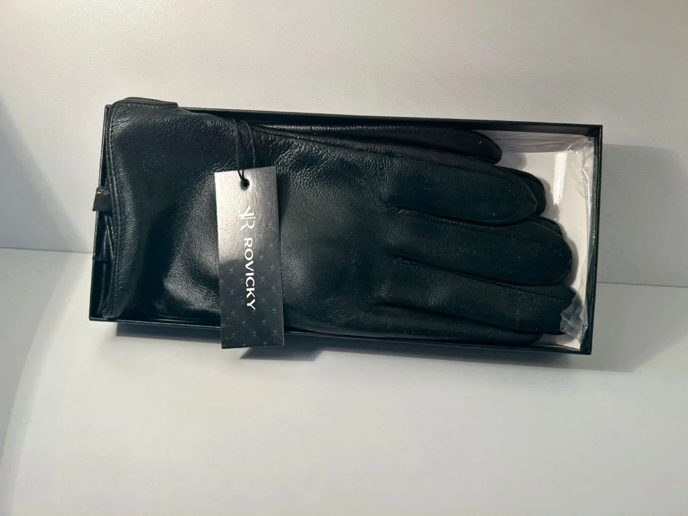 Čierne pánske kožené rukavice Rovicky z pravej kože XL