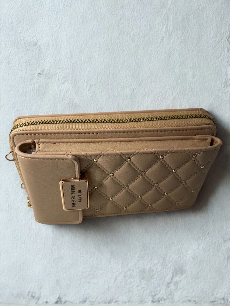 Bežová elegantná crossbody kabelka/peňaženka Cavaldi s remienkom 20x11x4.5
