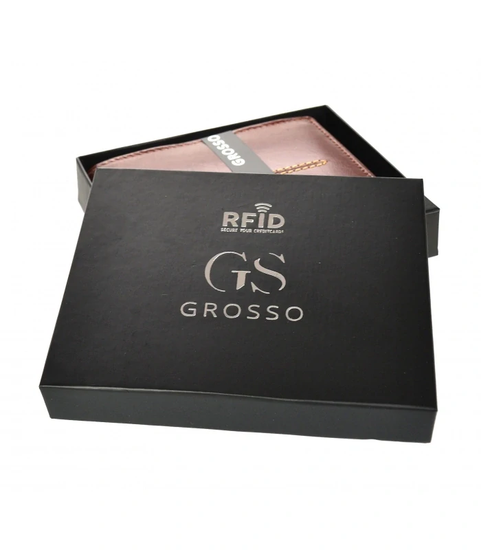 Pánska koňaková kožená peňaženka s prešívaním GROSSO cognac 13x10x3