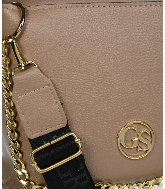 Hnedá elegantná crossbody kabelka so zlatou retiazkou a remienkom Grosso 25x20x9