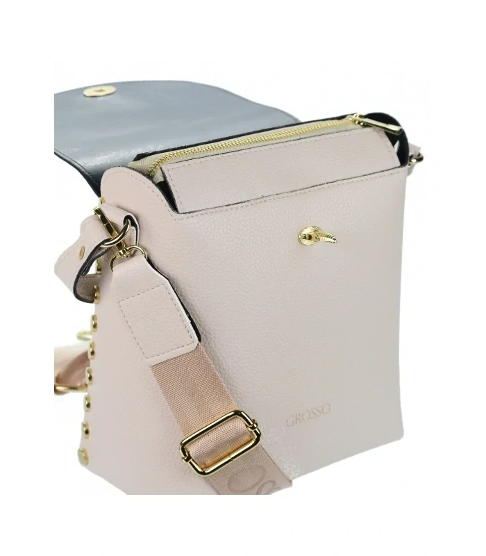 Béžová crossbody kabelka s včelou, rúčkou a ramienkom Grosso 24x22x11