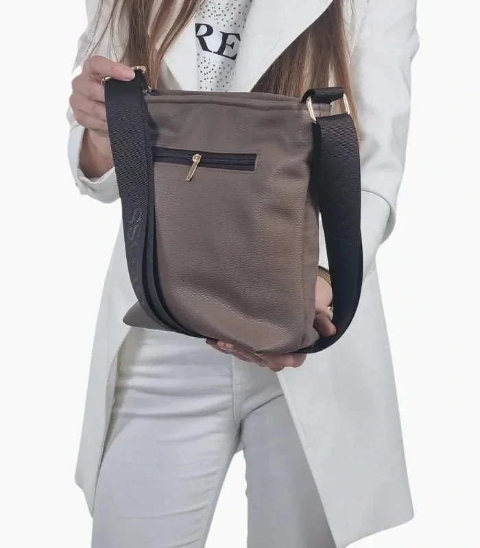 Hnedá crossbody kabelka s kapsičkou na zips Grosso 26x24x12