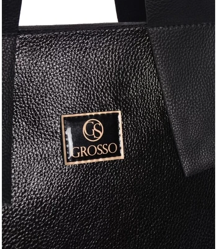 Väčšia čierna elegantná crossbody kabelka s rúčkami a kapsičkou Grosso 36x30x13