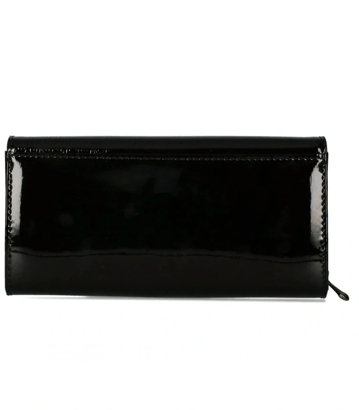 Dámska čierna lakovaná elegantná peňaženka Cavaldi 19x10x3