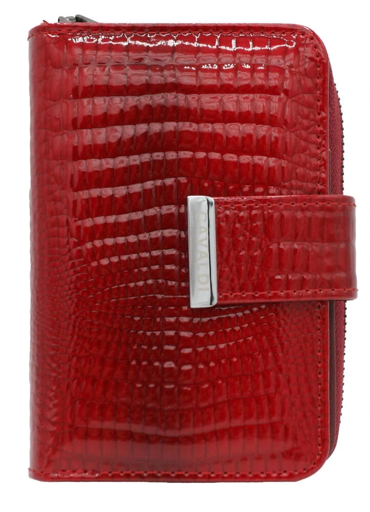 Dámska červená lakovaná elegantná peňaženka so vzorom Cavaldi 13x9x3
